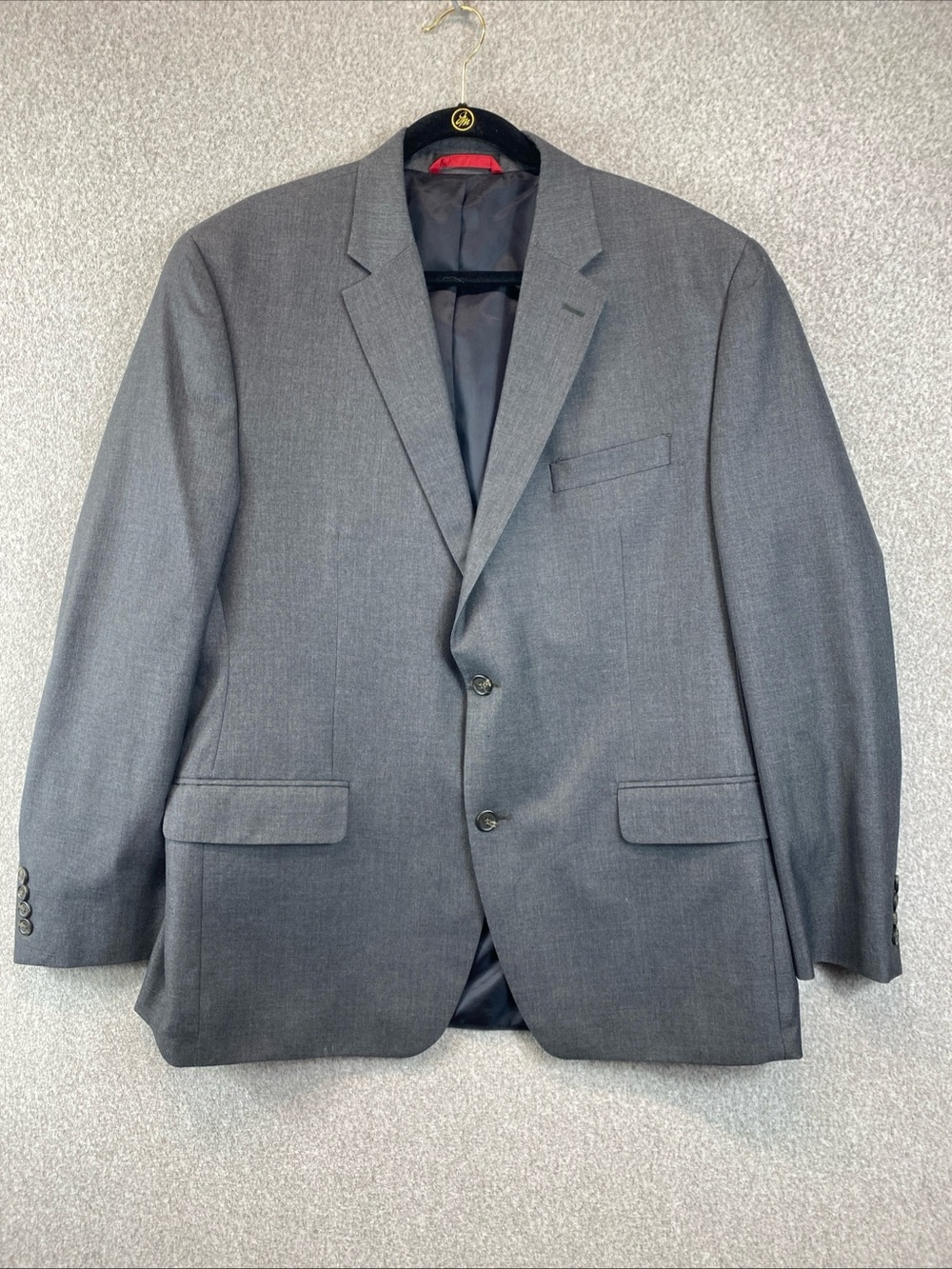 Chaps Blazer Mens 46R Slim Fit Gray Suit Jacket Two Button Sport Coat